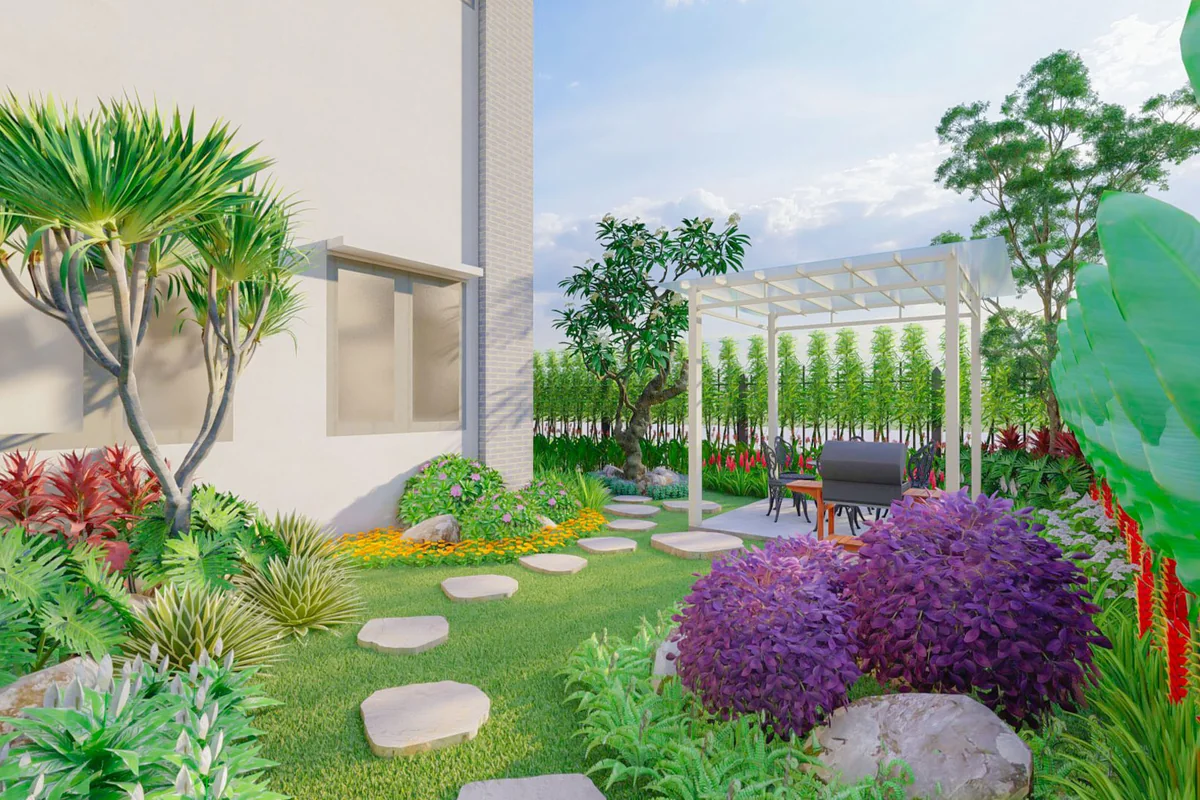 Sân vườn biệt thự và hồ cảnh quan KTH Garden